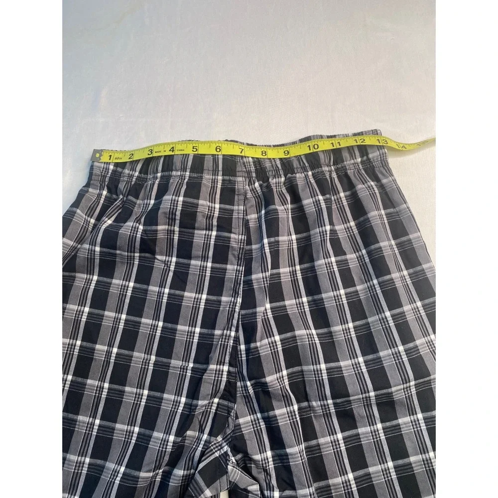 Hanes Mens 2 Pack Plaid Pajama Shorts Small Black Brown Cotton Blend Sleepwear